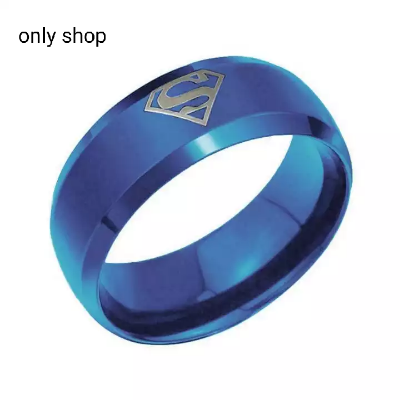 Picture of chamomile1011 laser mark superman men's stainless steel anti-allergy ring hot cell hip hop men's ring boys jewelry party gift for women,