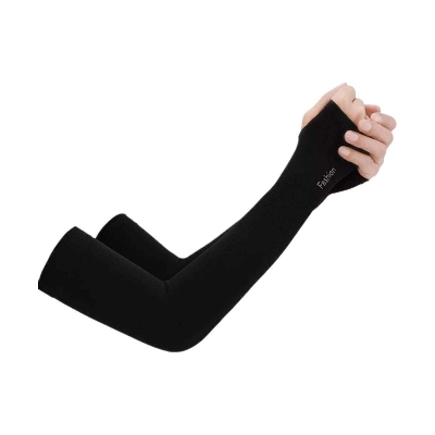 Picture of Cycling gloves Outdoor Cool Arm Hand Sleeve Sun Protection Hand Fingerless For Slim Hand Gloves 2 pcs - Black