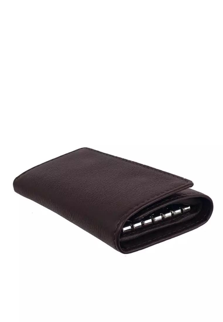 Picture of Black Trifold Wallet Featuring Key Holder made with Genuine Leather