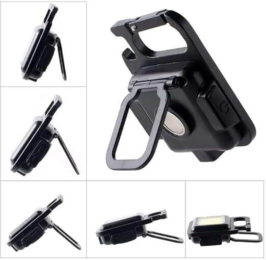 Picture of metaliya Keychain LED Light 2-Hours Battery Life with Bottle Opener, Magnetic Base and Folding Bracket Mini COB 500 Lumens Rechargeable Emergency Light (Square with 4 Modes, Aluminum) - Multicolor