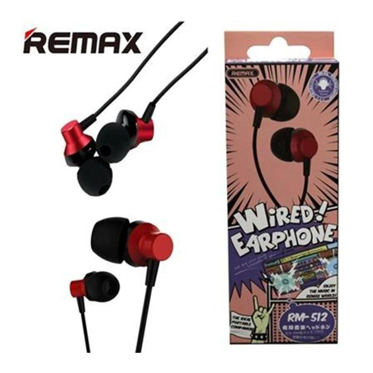 Picture of Original metal REMAX RM-512 Wired Music Earphone Heavy Bass - Black