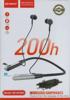 Picture of REORSI Wireless Earphones RE-NY060 | BT 5.3 | 200h Playback | Fast Charging | LED Power Displa - Black