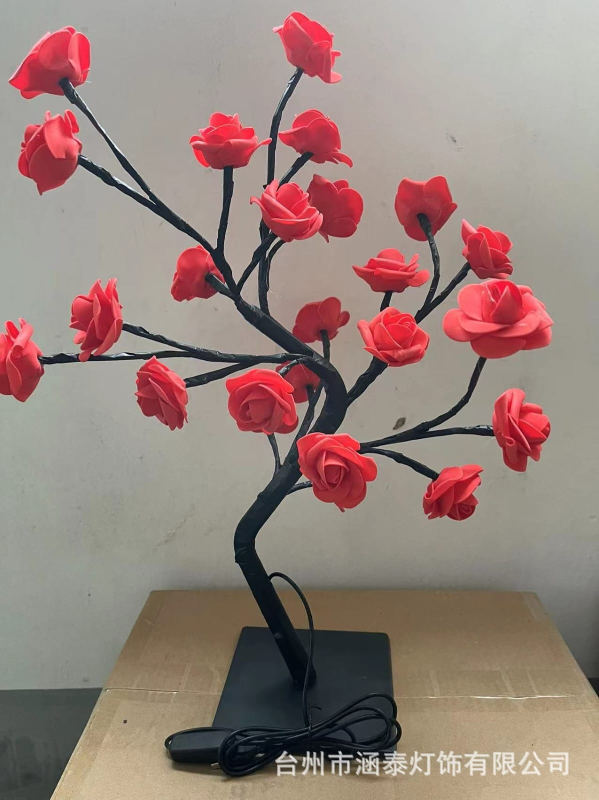 Picture of 24 Multi Roses Tree Table Lamp, Lighted Tabletop Tree for Home Wedding Bedroom Decoration Gift