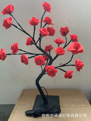 Picture of 24 Multi Roses Tree Table Lamp, Lighted Tabletop Tree for Home Wedding Bedroom Decoration Gift