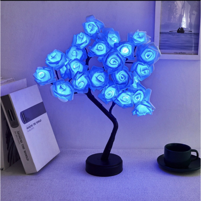 Picture of 24 Multi Roses Tree Table Lamp, Lighted Tabletop Tree for Home Wedding Bedroom Decoration Gift