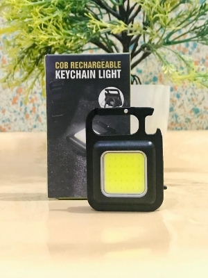 Picture of Mini LED Keychain Flashlights Multifunctional Portable COB Work Light USB Charging Camping Lamp Outdoor Torch Fishing Lantern - Black