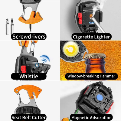 Picture of 6 In 1 Multifunctional Rechargeable Keychain Survival Light with Lighter GearUP SG-61 - Multicolor