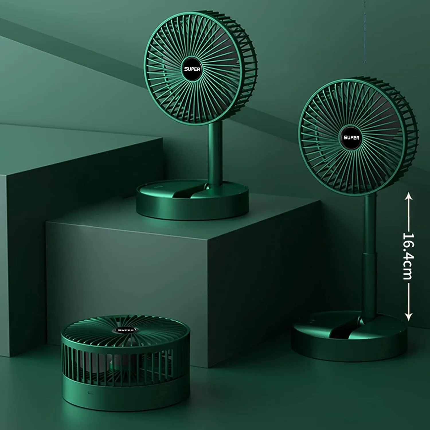 Picture of Folding Storage Net Red Telescopic Rechargeable Mini Stand Fan