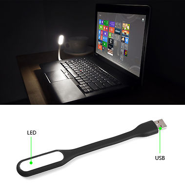 Picture of LED Light Mini USB Lamp Flexible Bendable Bright Portable For Powerbank Reading - Black