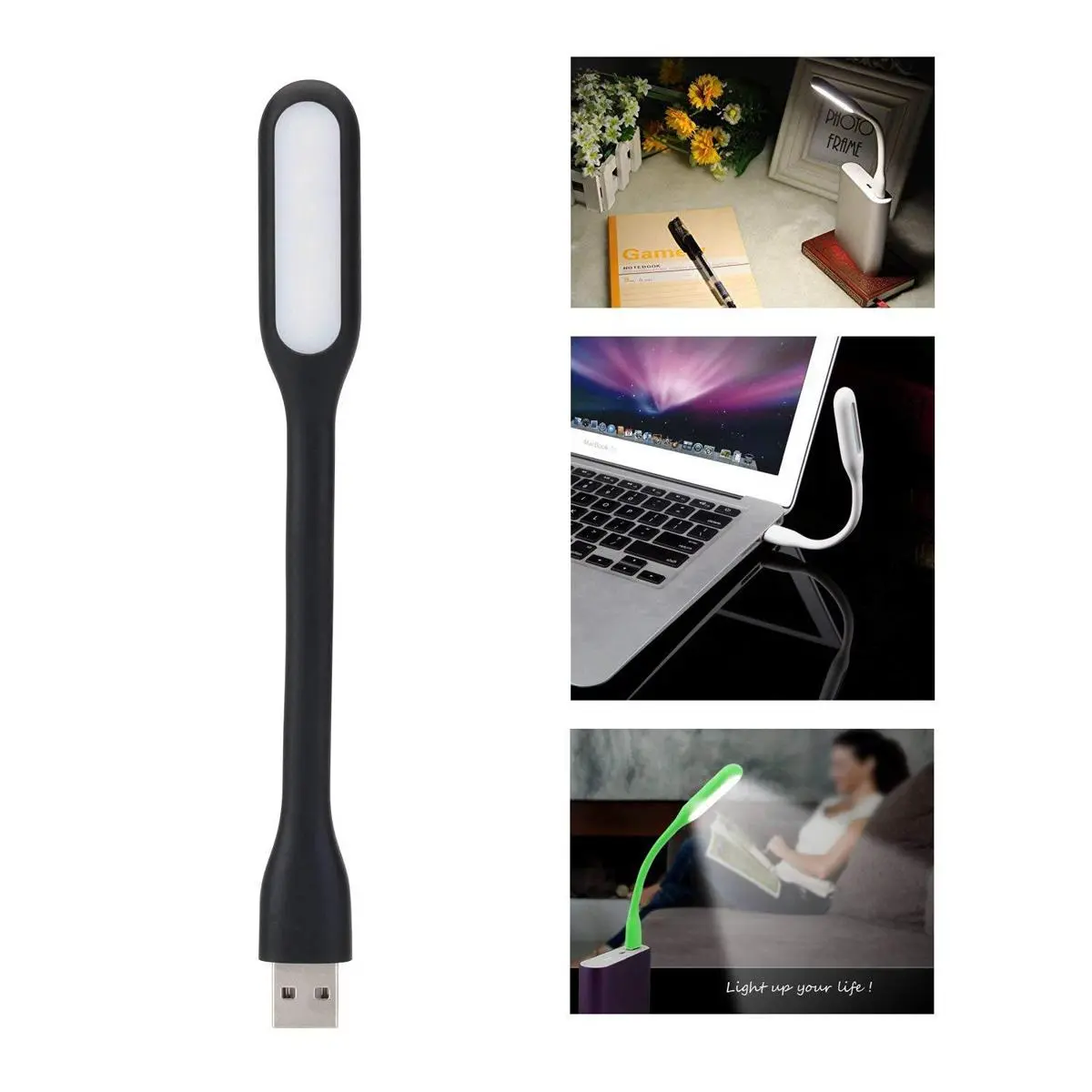 Picture of LED Light Mini USB Lamp Flexible Bendable Bright Portable For Powerbank Reading - Black