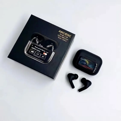 Picture of Airpods A9 Pro Touch Screen Display with ANC ENC TWS Earbuds - Black8+7