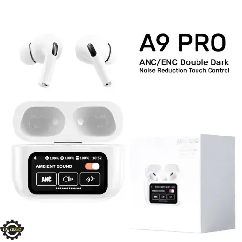 Picture of Airpods A9 Pro Touch Screen Display with ANC ENC TWS Earbuds - Black8+7
