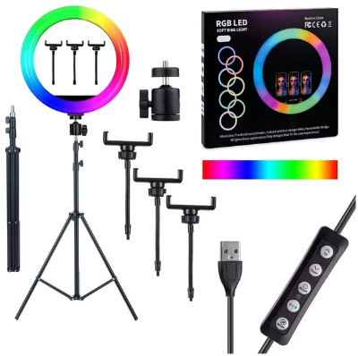 Picture of 14" MJ36 RGB LED soft ring light with stand for making video and photoshot - Black