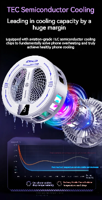 Picture of NEW Semiconductor Magnetic Clip Phone Cooler k36 with Digital Display Temperature RGB Lights Compatible for Iphone -  Multicolor