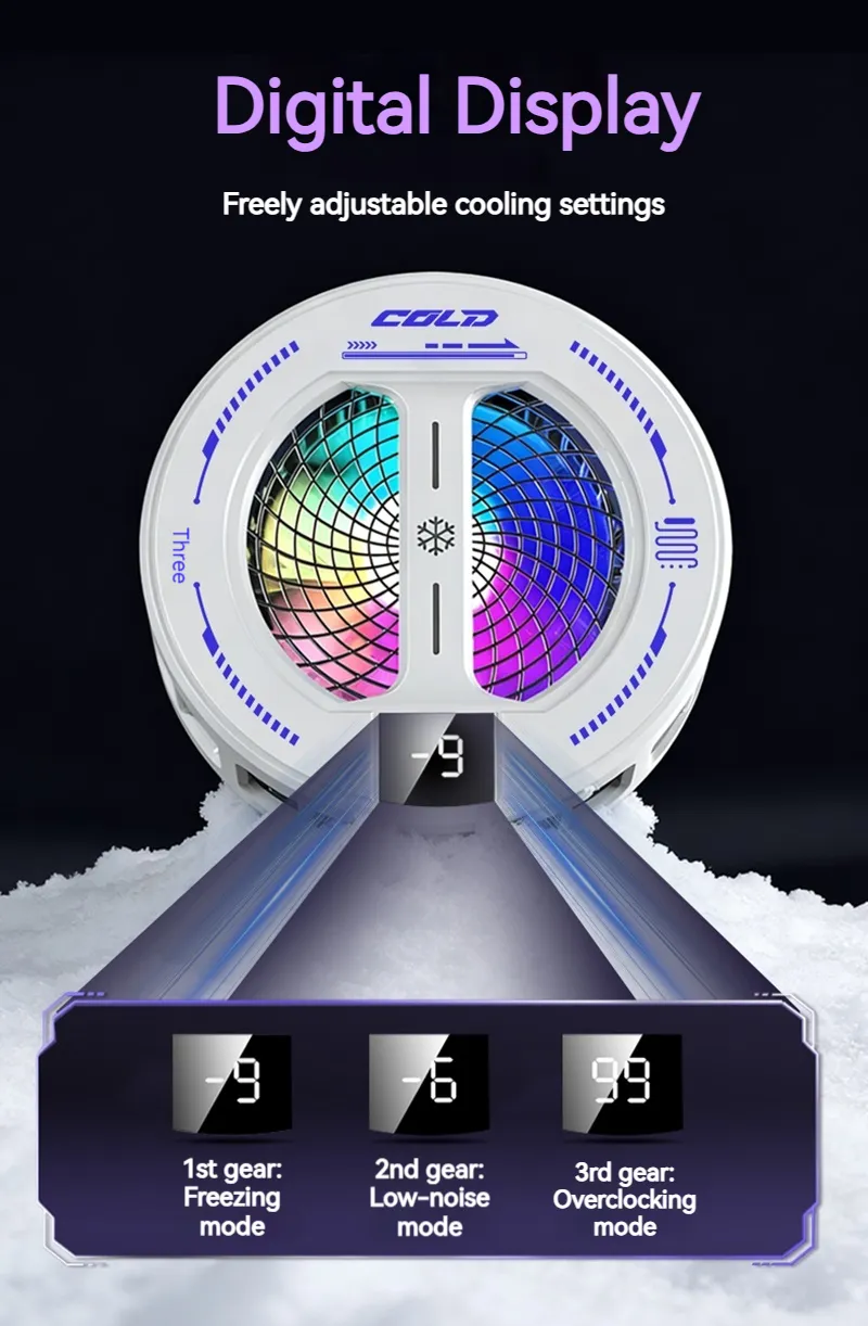 Picture of NEW Semiconductor Magnetic Clip Phone Cooler k36 with Digital Display Temperature RGB Lights Compatible for Iphone -  Multicolor