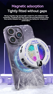 Picture of NEW Semiconductor Magnetic Clip Phone Cooler k36 with Digital Display Temperature RGB Lights Compatible for Iphone -  Multicolor