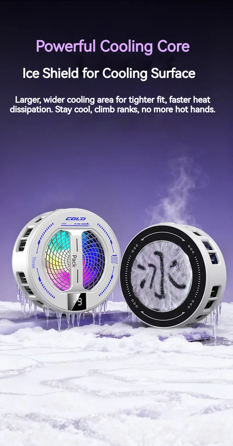 Picture of NEW Semiconductor Magnetic Clip Phone Cooler k36 with Digital Display Temperature RGB Lights Compatible for Iphone -  Multicolor