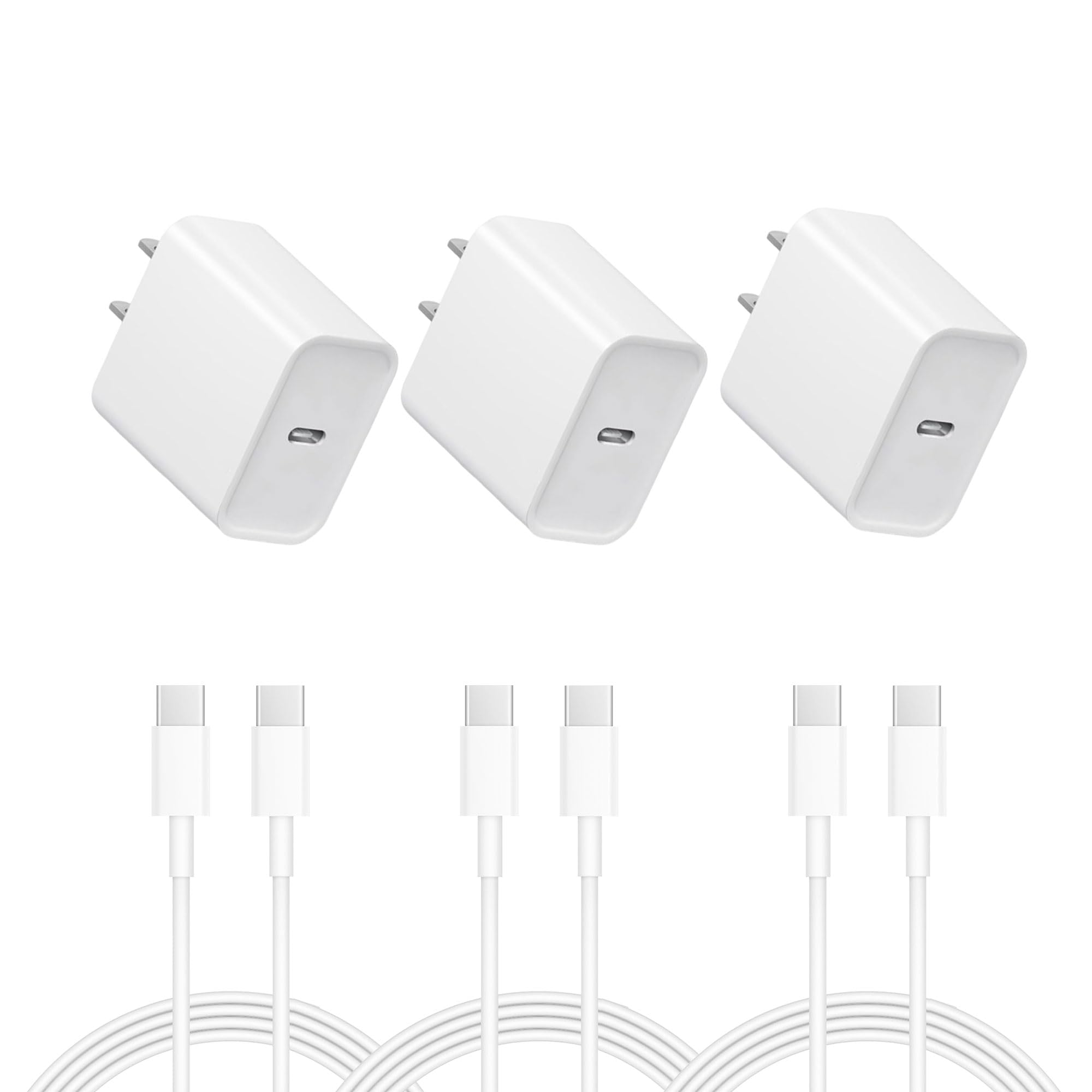 Picture of iPhone 17 16 15 Charger: Fast Charging - USB C Charger - i Phone 17 16 Charging with 3 Pack Cable for iPhone 17/17 Pro Max 16/16 Plus/16 Pro/16 Pro Max - White