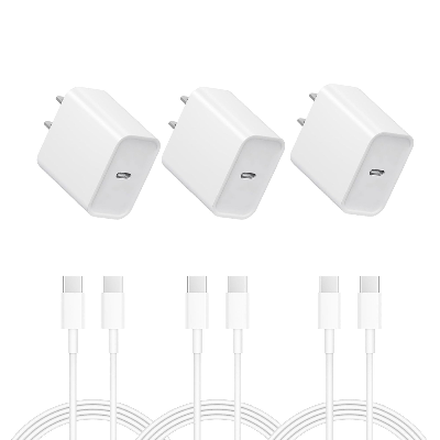 Picture of iPhone 17 16 15 Charger: Fast Charging - USB C Charger - i Phone 17 16 Charging with 3 Pack Cable for iPhone 17/17 Pro Max 16/16 Plus/16 Pro/16 Pro Max - White