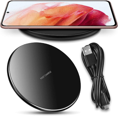 Picture of Desktop Round Design Wireless Quick Charging Type B Port Portable High Speed Multifunctional Intelligent Wireless Charger - Black