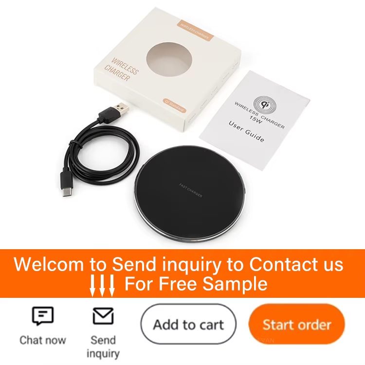 Picture of Desktop Round Design Wireless Quick Charging Type B Port Portable High Speed Multifunctional Intelligent Wireless Charger - Black