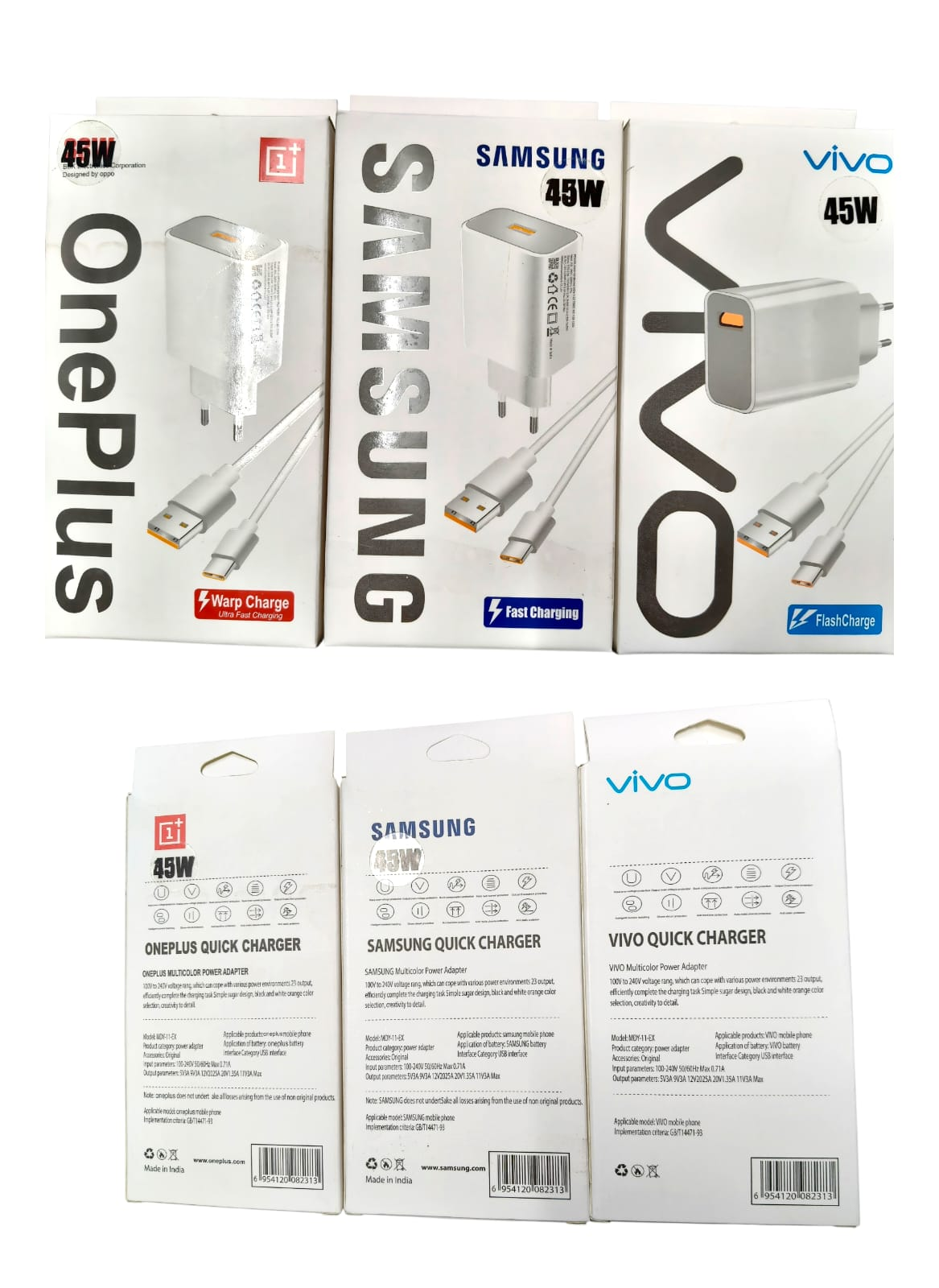 Picture of 45 W Type C Fast Charger Original premium quality for vivo/Samsung /oneplus