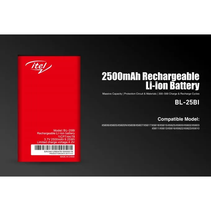 Picture of itel 25Bi /5600/ 5616,/5606/ 5602/5622 Mobile Battery-2500mAh