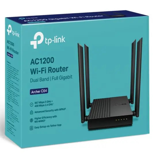 Picture of TP-Link Archer C64 AC1200 Dual-Band Gigabit WiFi Router - Black