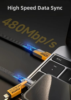Picture of 4 in 1 Convertible USB Fast Charging Cable 1M, 65W Nylon Braided USB C Charger Cable，Multiple Charge Cable for iPhone 15/14/13/iPad/MacBook Pro/Airpods/Android Phone - black