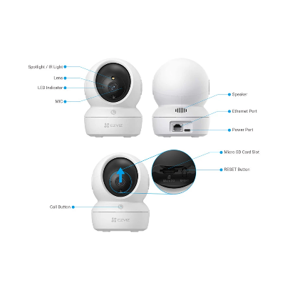 Picture of Ezviz H6c Pro 2K (4mm) (3.0MP) Wi-Fi Dome IP Camera #CS-H6c-R105-1L3WF - White