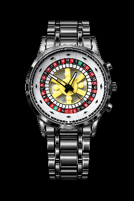 Picture of Branded Men's Roulette Casino Watch Fashionable Colorful 360 Rotating Dial Casual Silver and Black Stainless Steel Men's &Boy's Gift Watch - Multicolor