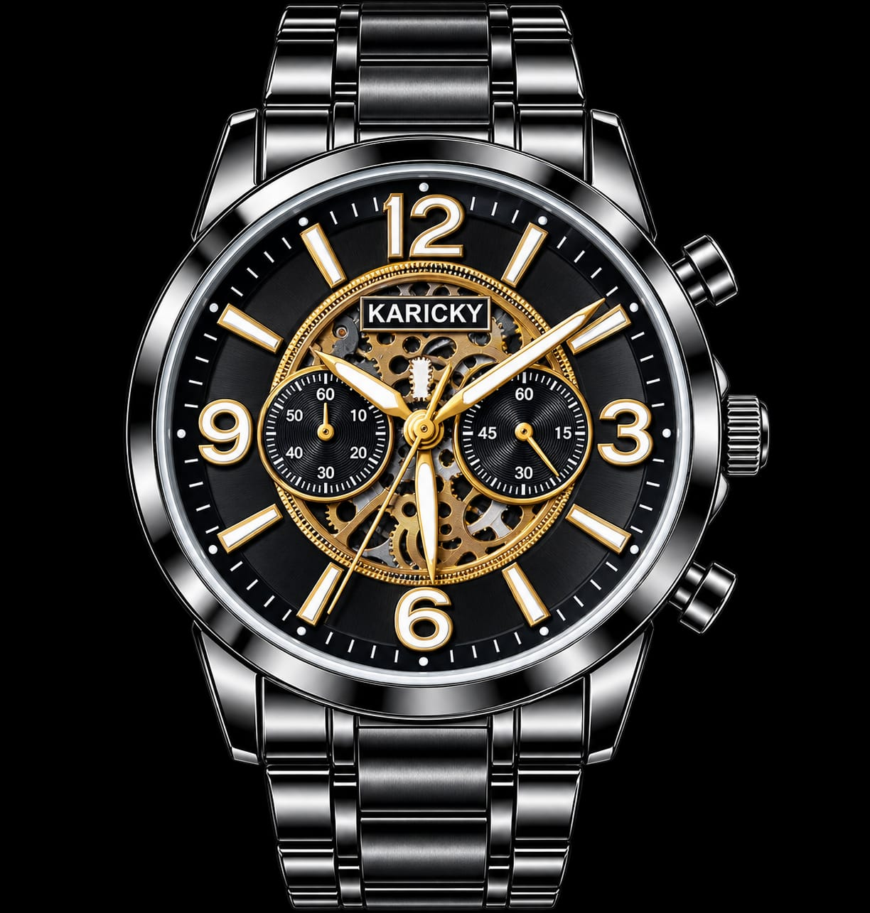 Picture of Watches for Men Stainless Steel Watch Luxury Watch - Black