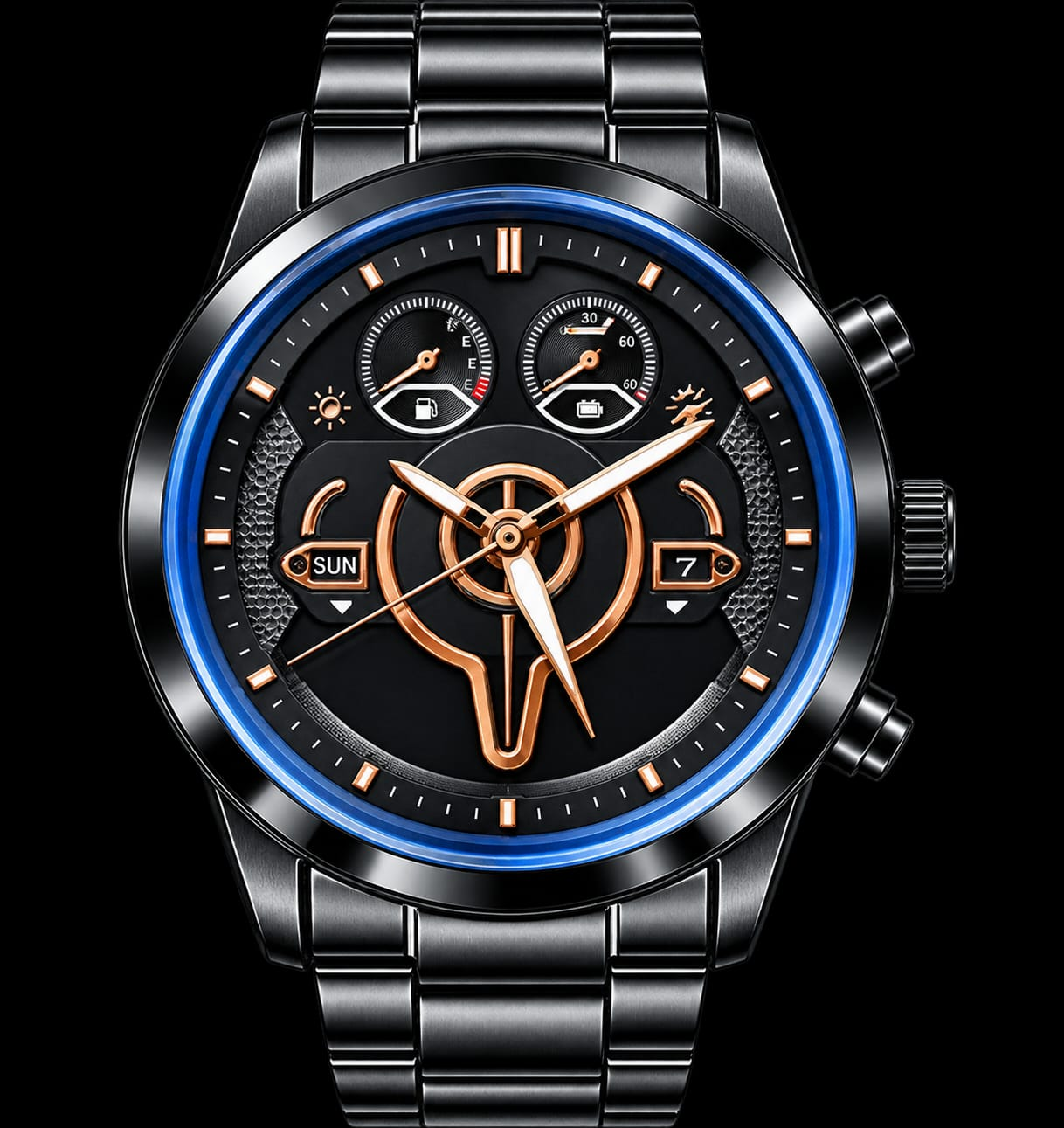 Picture of Watches for Men Stainless Steel Watch Luxury Watch - Black