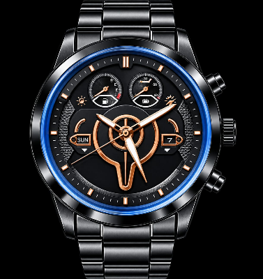 Picture of Watches for Men Stainless Steel Watch Luxury Watch - Black