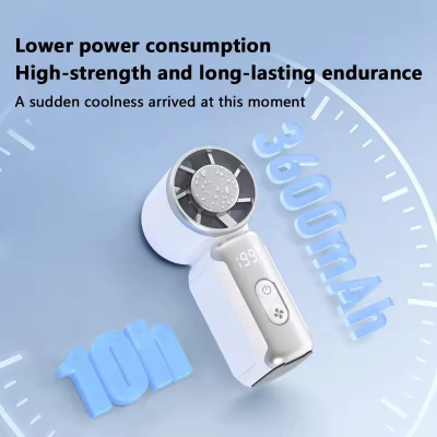 Picture of Hand Small 199 Gears Portable Handheld Fan Rechargeable Adjustable Speeds Turbo Fan Speed Wind Ultra Silent Small Electric Fan Desktop
