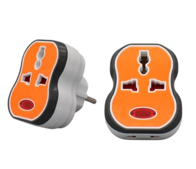 Picture of 2 Pin Multi Socket converter 2 in 3/2 Plug with light indicator Travel Adapter 1 pcs