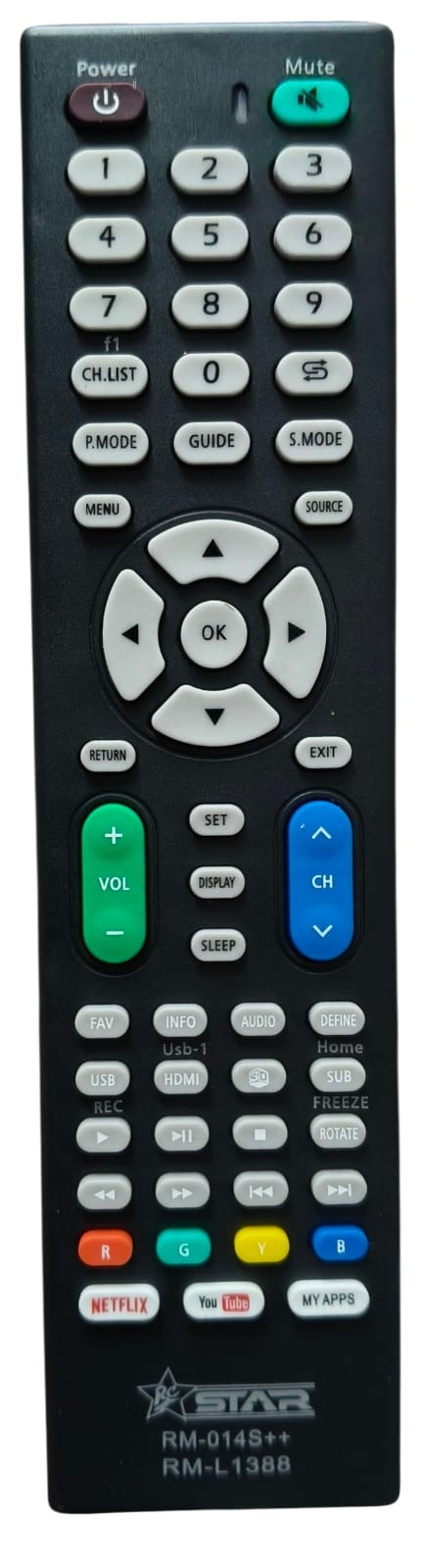 Picture of Universal RM-014S+ Smart TV Remote Control LCD LED Television Controller - Black