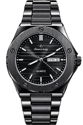 Picture of POEDAGAR 930 Men's Luxury Stainless Steel Quartz Watch – Luminous Dial with Date & Day Display - Black
