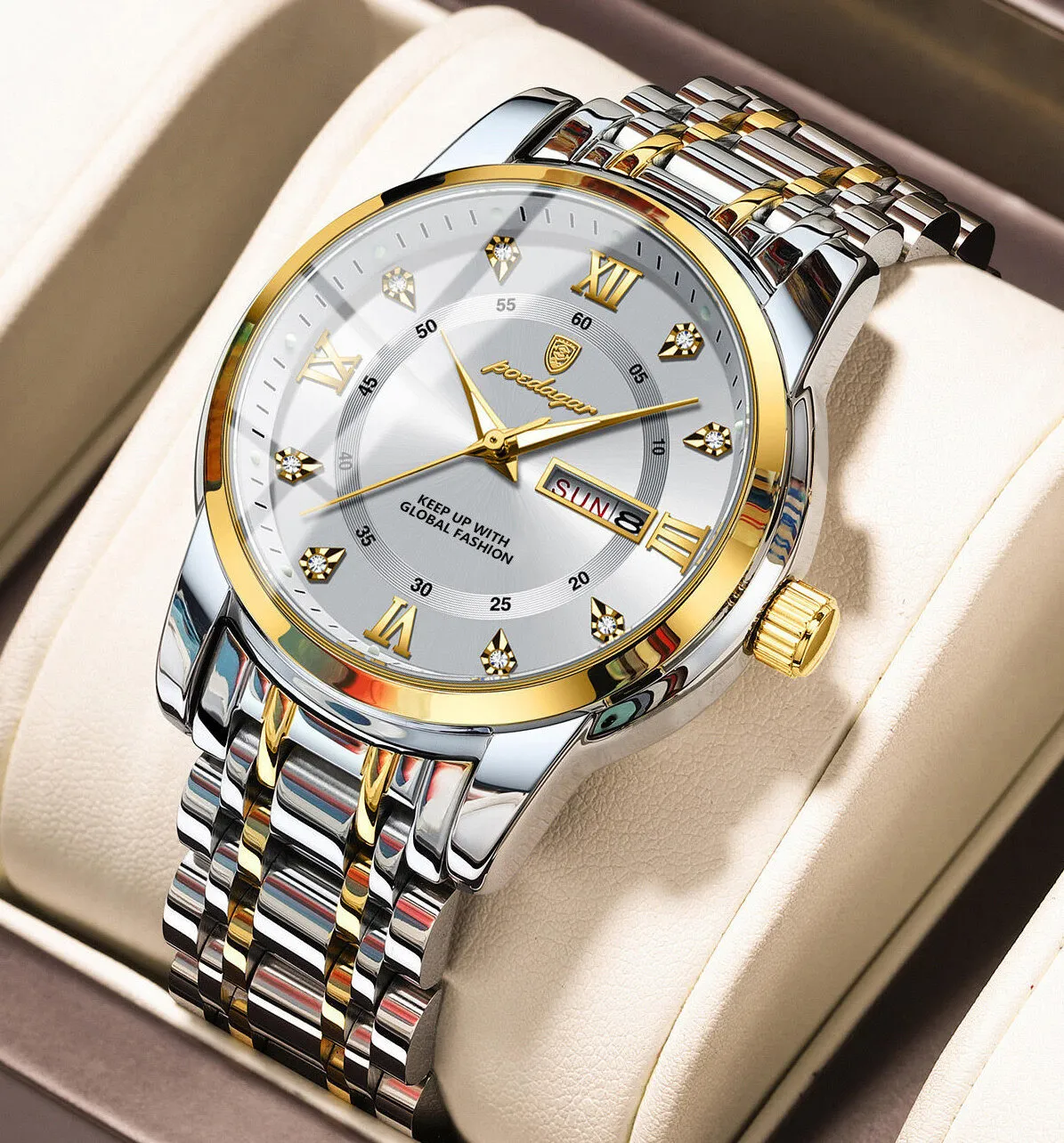 Picture of POEDAGAR Watch Fashion Luminous Quartz Watch For Men - White