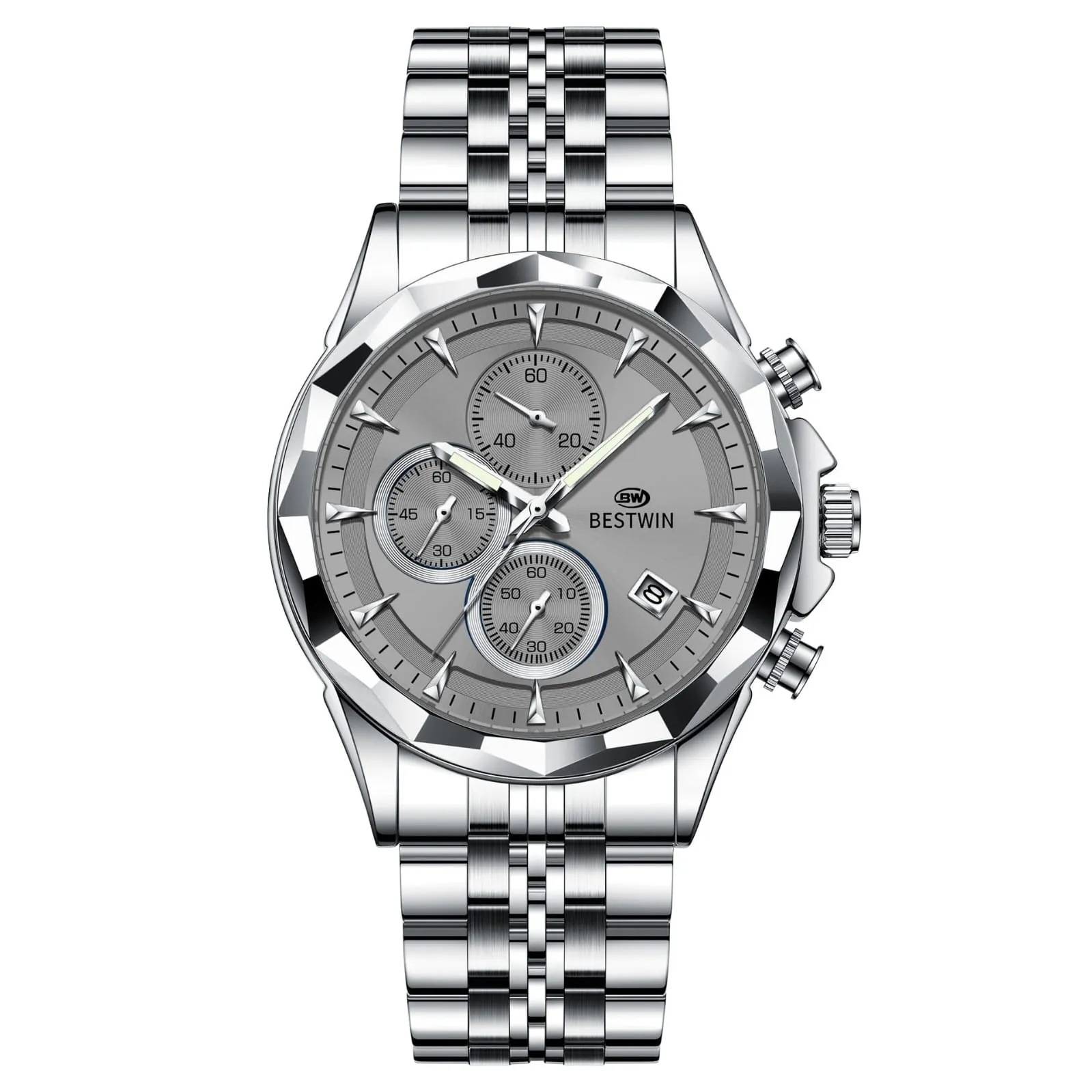 Picture of Bestwin BW1734 Luminous thin steel quartz watch for men - Multicolor