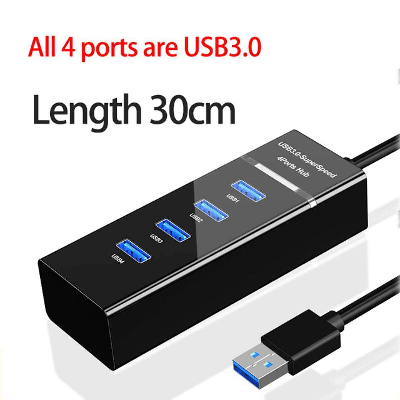 Picture of USB Hub 3.0 5Gbps 4 Ports Splitter Adapter Super Speed High Quality Computer Peripherals - Black