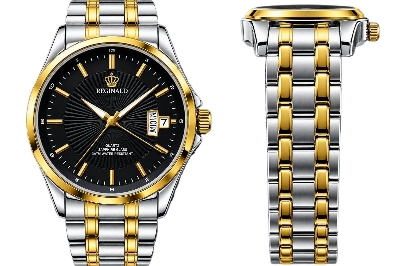 Picture of REGINALD Watches Luxury Watch for Man Elegant Date Week Waterproof Luminous Men Watch Quartz Stainless Steel Sports Men's Watches - Black