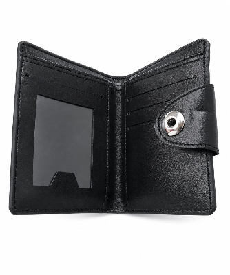 Picture of Premium 100% Genuine Cow Leather Trifold Wallet Vintage Multi-Card Slot With Coin Pocket Black Export Quality Money Bag For Men