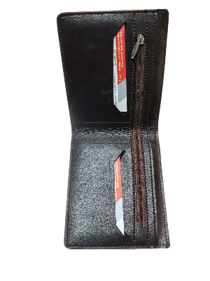 Picture of Premium 100% Genuine Cow Leather Trifold Wallet Vintage Multi-Card Slot With Coin Pocket Black Export Quality Money Bag For Men