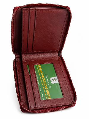 Picture of Premium 100% Genuine Cow Leather Trifold Wallet Vintage Multi-Card Slot With Coin Pocket Black Export Quality Money Bag For Men - Brown