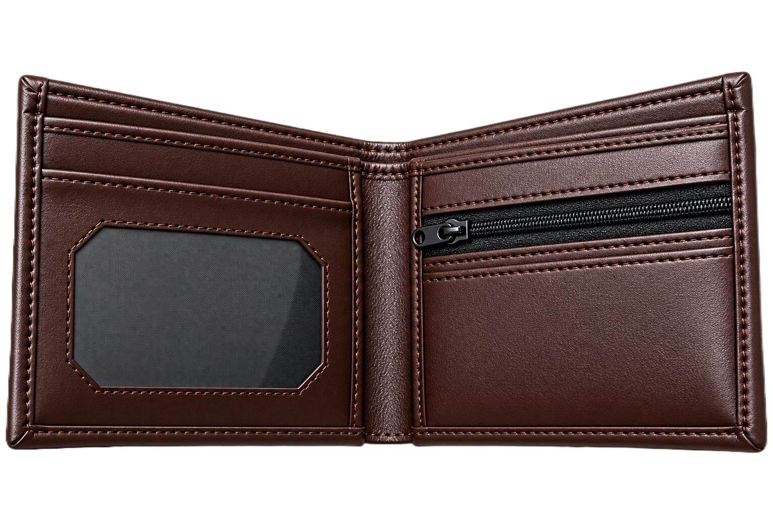 Picture of Premium 100% Genuine Cow Leather Trifold Wallet Vintage Multi-Card Slot With Coin Pocket Black Export Quality Money Bag For Men