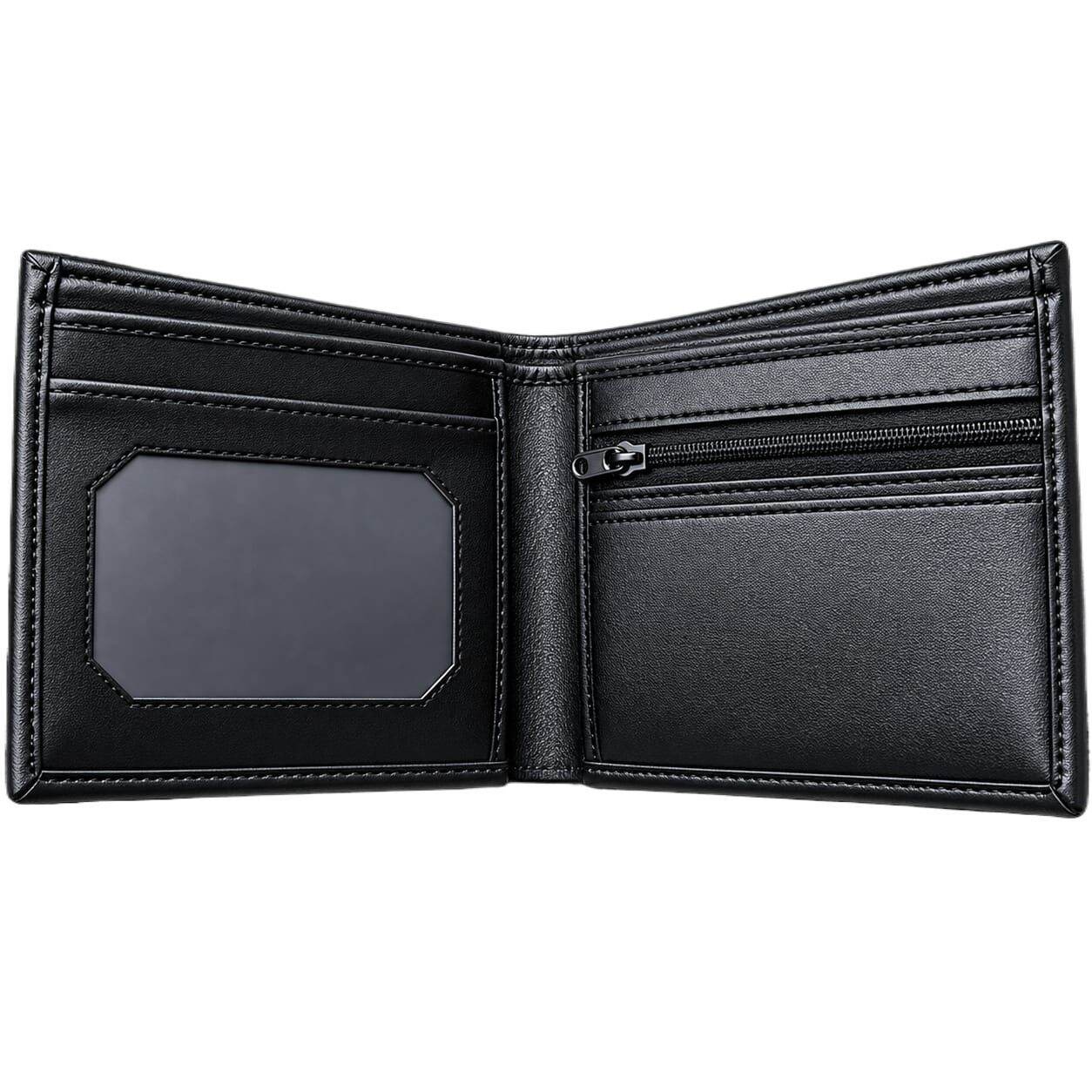Picture of Premium 100% Genuine Cow Leather Trifold Wallet Vintage Multi-Card Slot With Coin Pocket Black Export Quality Money Bag For Men