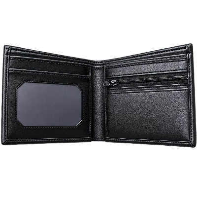 Picture of Premium 100% Genuine Cow Leather Trifold Wallet Vintage Multi-Card Slot With Coin Pocket Black Export Quality Money Bag For Men