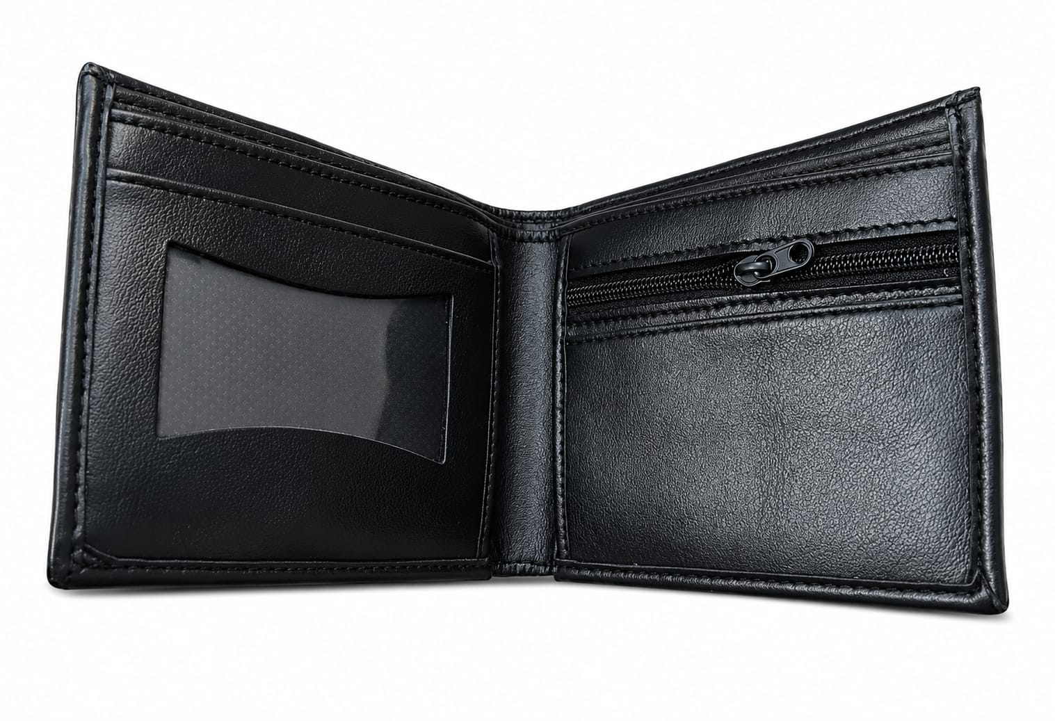 Picture of Premium 100% Genuine Cow Leather Trifold Wallet Vintage Multi-Card Slot With Coin Pocket Black Export Quality Money Bag For Men