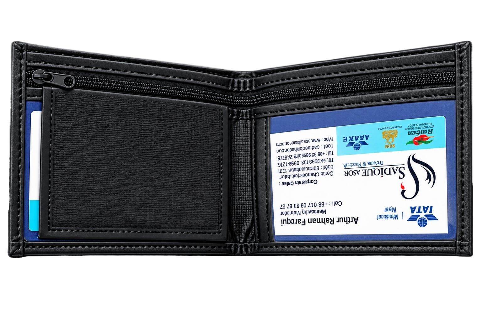 Picture of Premium 100% Genuine Cow Leather Trifold Wallet Vintage Multi-Card Slot With Coin Pocket Black Export Quality Money Bag For Men